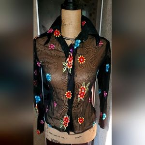 Embroidered shirt long sleeve